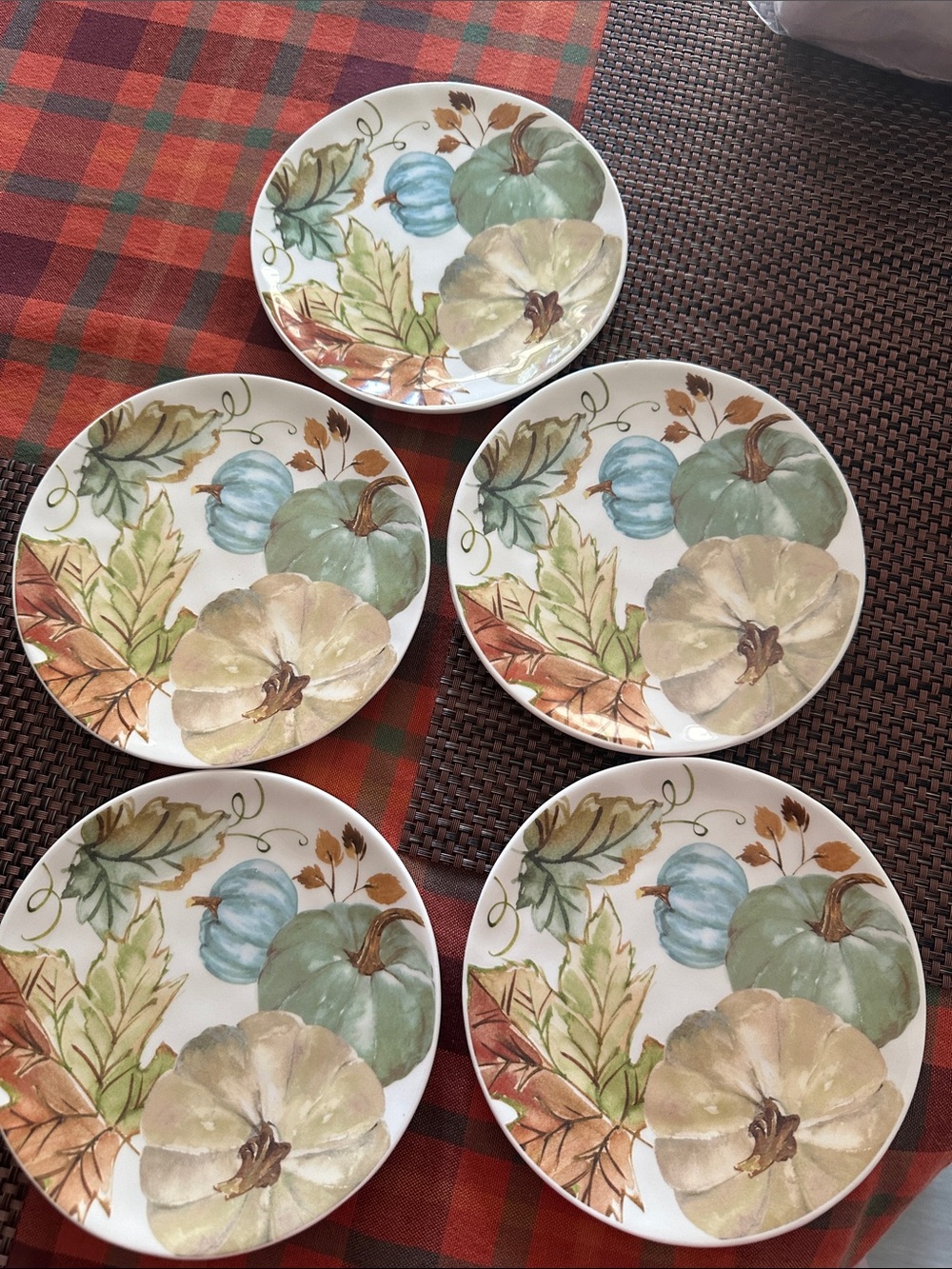 Fall ceramic appetizer bread plates set